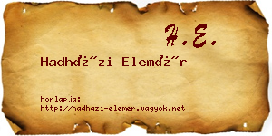 Hadházi Elemér névjegykártya